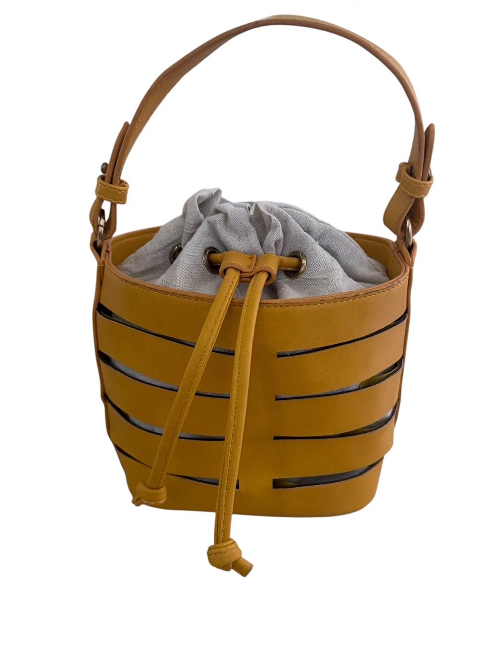 Free People Mustard Mini Bucket Bag Slouchy Cutout